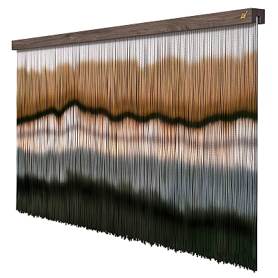 Woven Wall Hanging With Earth Tones And Wavy Textured Design For Modern Decor 3d model