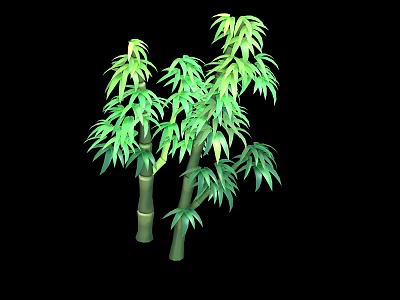 Lush Green Bamboo Plants With Tall Stems And Lush Leaves Growing Together 3d model