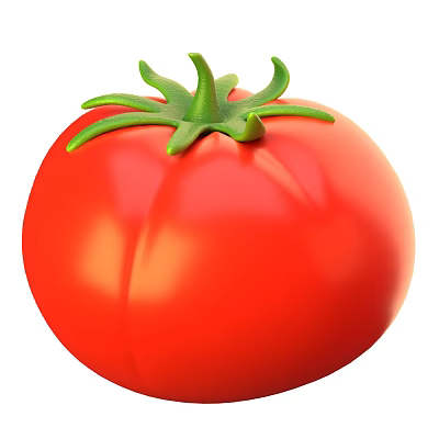 Fresh Red Ripe Tomato With Green Stem And Leaves Healthy Organic Vegetable Food 3d model