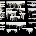 White Dripping Decorative Ornaments With Various Shapes On Black Background
