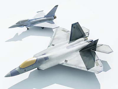 Two Modern Fighter Jets With Gray And White Exteriors And Advanced Aerodynamic Features 3d model