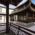 Chinese Traditional Detached Villa With Courtyard Wooden Structure And Overhanging Eaves