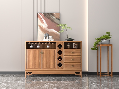 New Chinese Style Side Cabinet Decorative Cabinet 3d model