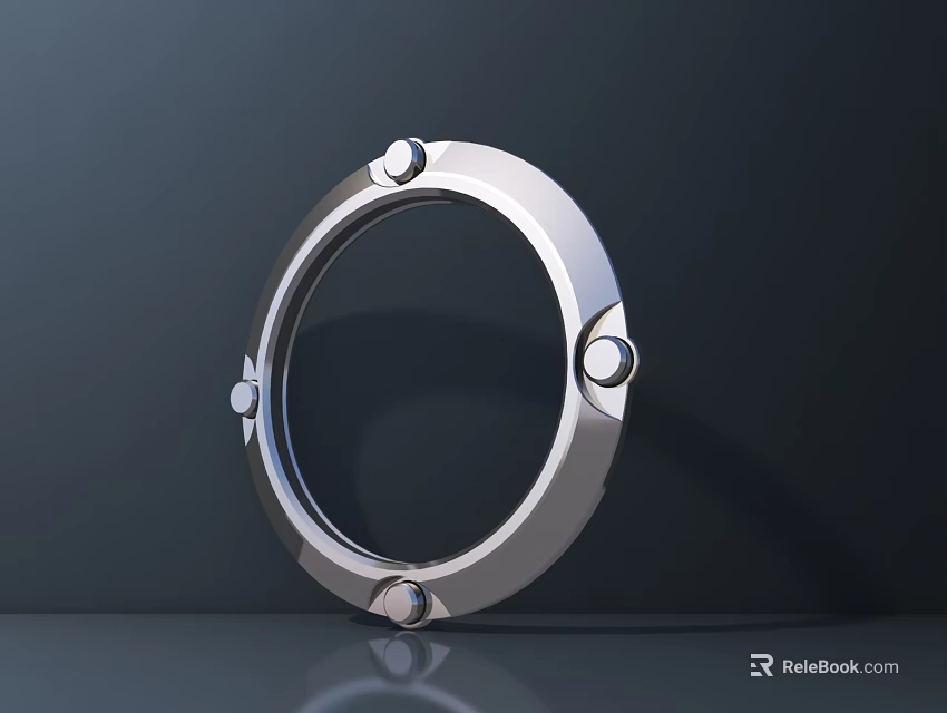 Silver Metallic Archway With Circular Design And Fixed Bolts Structure 3d model