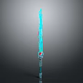 Blue Glowing Sword 3D Model With Decorative Hilt And Red Accents