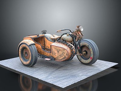 Retro motorcycle side car partial bucket motorcycle partial bucket 3d model