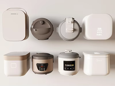 Various Modern Kitchen Appliances With Neutral Colors And Digital Control Panels 3d model