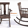 Traditional Wooden Leisure Armchairs With Rocking Chair Design And Classic Style