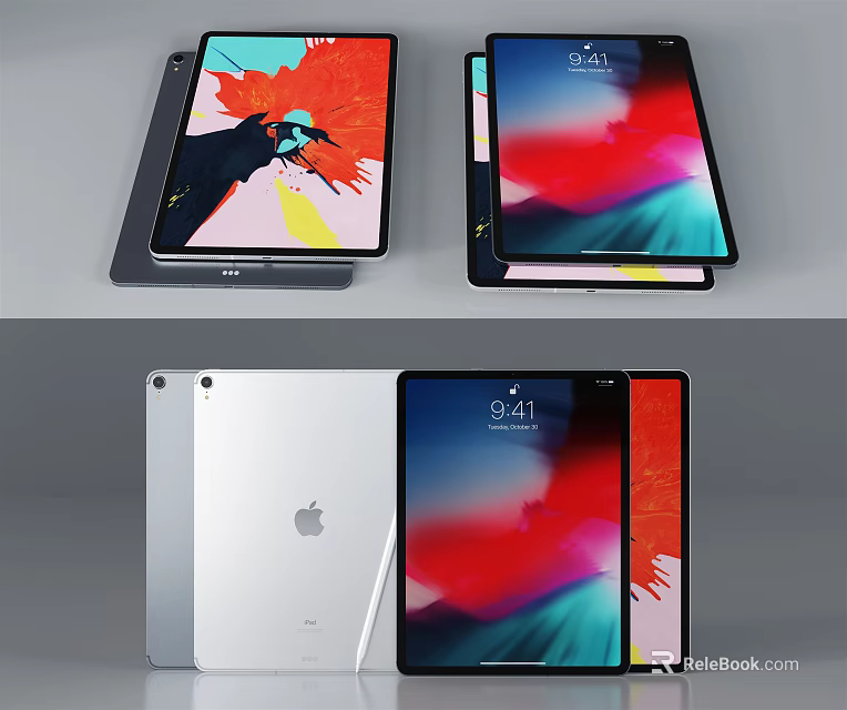 Silver Apple iPad Tablet with Vibrant Color Display and Back Apple Logo 3d model 