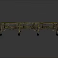 Rustic Wooden Frame Structure With Cross Planks And Moss Covered Support Legs