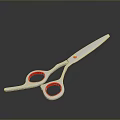 Modern Silver Scissors With Red Comfortable Handles And Sharp Blades 3d model