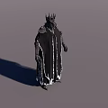 Man Wearing Spiked Crown Black Cloak With White Trimmed Edges And Metallic Armored Arms