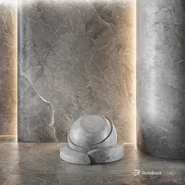 Marble Sculpture Carving With Cylindrical Structure And Circular Design Under Warm Lighting 3d model