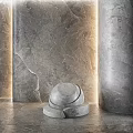 Marble Sculpture Carving With Cylindrical Structure And Circular Design Under Warm Lighting 3d model