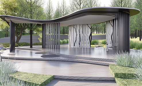 Modern Gallery Frame Residential District Landscape Gallery Frame Step Landscape 3d model