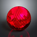 Red Reflective Disco Ball Stage Equipment With Shiny Stripes And Glossy Surface