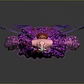 Magical Red Haired Fairy In Pink Dress With Purple Glitter Wings
