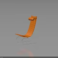 Modern Orange Chair With Curved Backrest And Metal Frame Sleek Design
