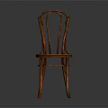 Classic Wooden Dining Chair With Curved Backrest And Round Seat