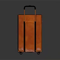 Brown Leather Suitcase With Black Handle And Rolling Wheels For Daily Use