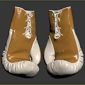 Boxing Gloves in White and Gold with a Boxer Print Design for Sports