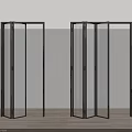 Modern Interior Folding Doors With Glass Panels And Black Metal Frames