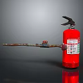 Red Fire Extinguisher With Hose Nozzle And Safety Instruction Label For Home Use