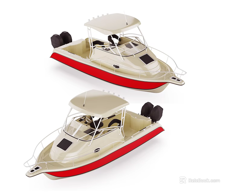Stylish Yachts With Red Accents And Canopies 3d model 