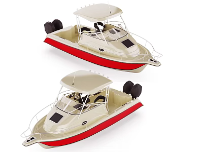 Stylish Yachts With Red Accents And Canopies 3d model