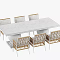 Modern Outdoor Table Set With Stone Top And Rattan Chairs For Patio Furniture Area
