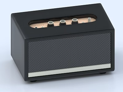 Modern Black Headphone Speaker With Mesh Grill And Control Knobs Design 3d model