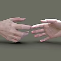 Man's Hands Reaching Out Fingers Almost Touching Gently Against Gray Background
