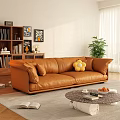 Modern double sofa coffee table combination 3d model