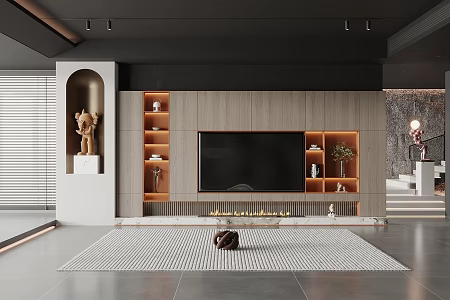 Modern TV background wall 3d model