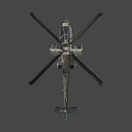 Military Attack Helicopter With Weapons Rotor And Cockpit On Dark Background