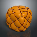 Modern Orange Spherical Sofa Stool With Grid Pattern Design And Smooth Surface
