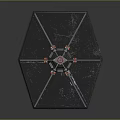 Sci-Fi Starfighter With Twin Hexagonal Wings Central Cockpit Metallic Black Red Accents And Detailed Design