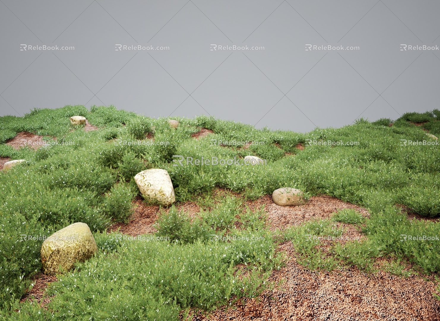 Modern Grassland Shrubs Grass Green Plant Shrubs 3d model