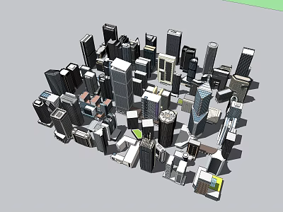 Urban City Buildings 3D Model Featuring Skyscrapers And Diverse Architectural Styles 3d model