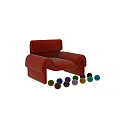 Red Upholstered Accent Chair With Modern Curved Design For Comfortable Seating