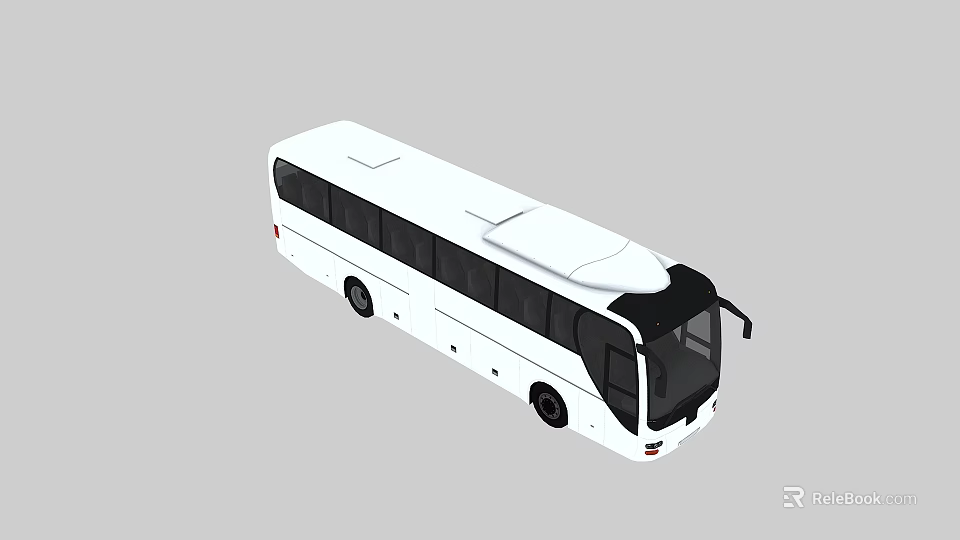 White Coach Bus Exterior Design With Large Windows And Sleek Body 3d model 