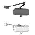 Black and White Door Closers with Metal Arms and Mounting Hardware