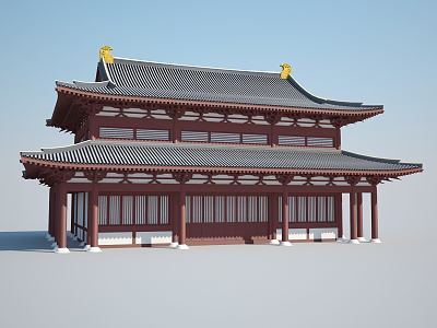 Chinese-style ancient building with heavy eaves The Tang Dynasty architecture imitates the Tang Dynasty Hall The Great Hall 3d model