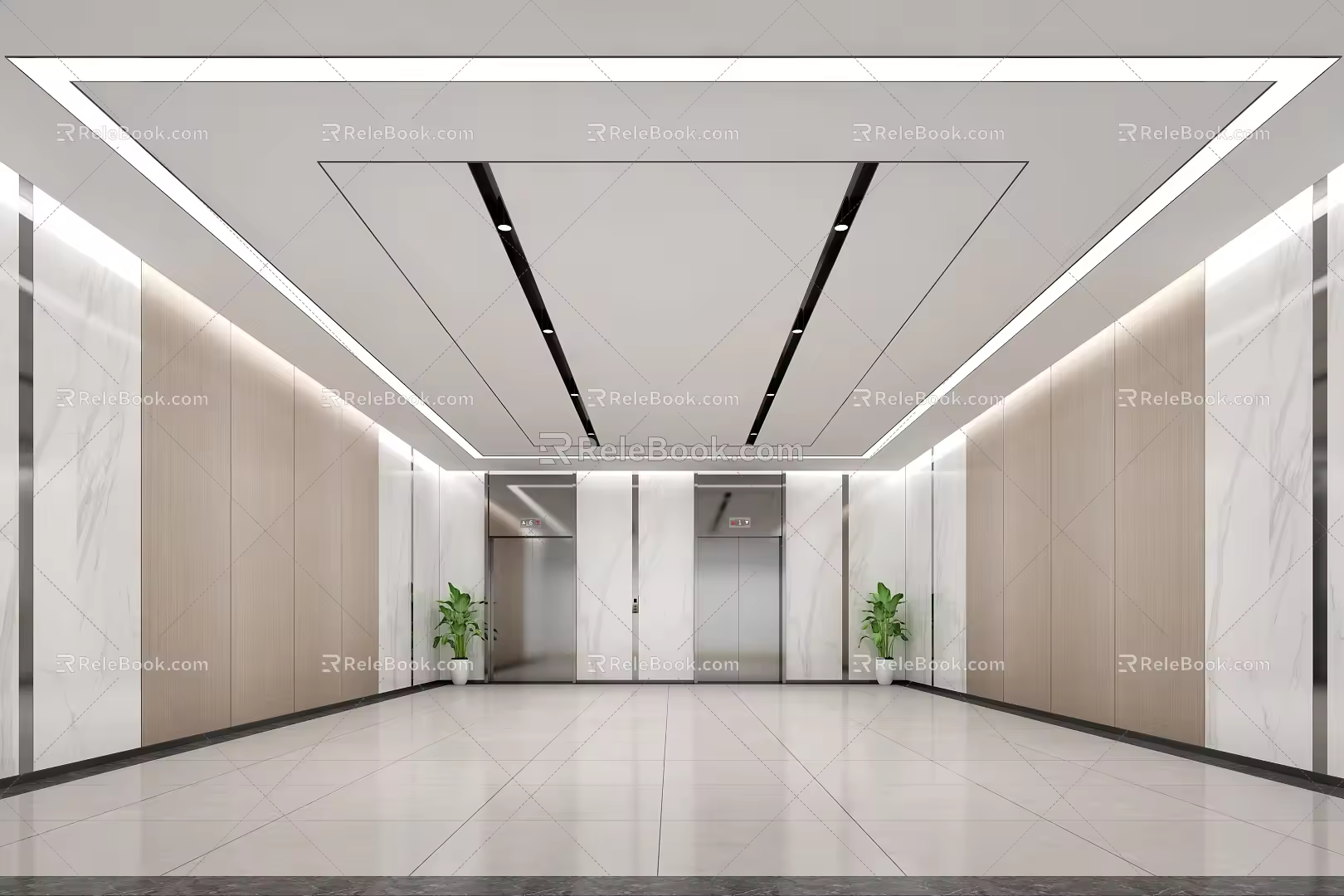 modern elevator hall elevator car 3d model