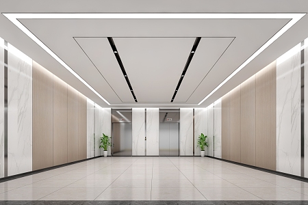 modern elevator hall elevator car 3d model