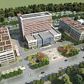 Industrial Factory Complex With Multiple Buildings Solar Panels Greenery Central Courtyard and Roads