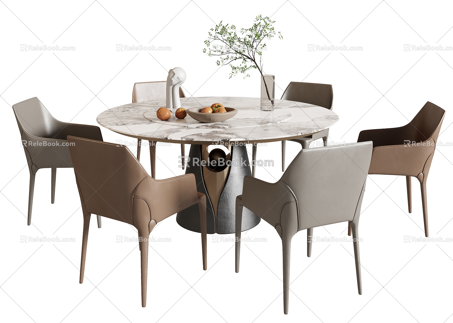 Dining Table and Chair Combination Round Dining Table Dining Chair Single Chair Chair Dining Table Jewelry Ornaments model