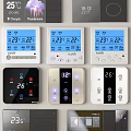 Modern Thermostat Switch Panels With Digital Temperature Display And Multiple Colors