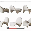 Modern Leisure Chair With Curved Design And Light Fabric In Multiple Angles