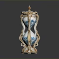 Elegant Ceramic Hourglass With Blue And White Patterns And Golden Decorations